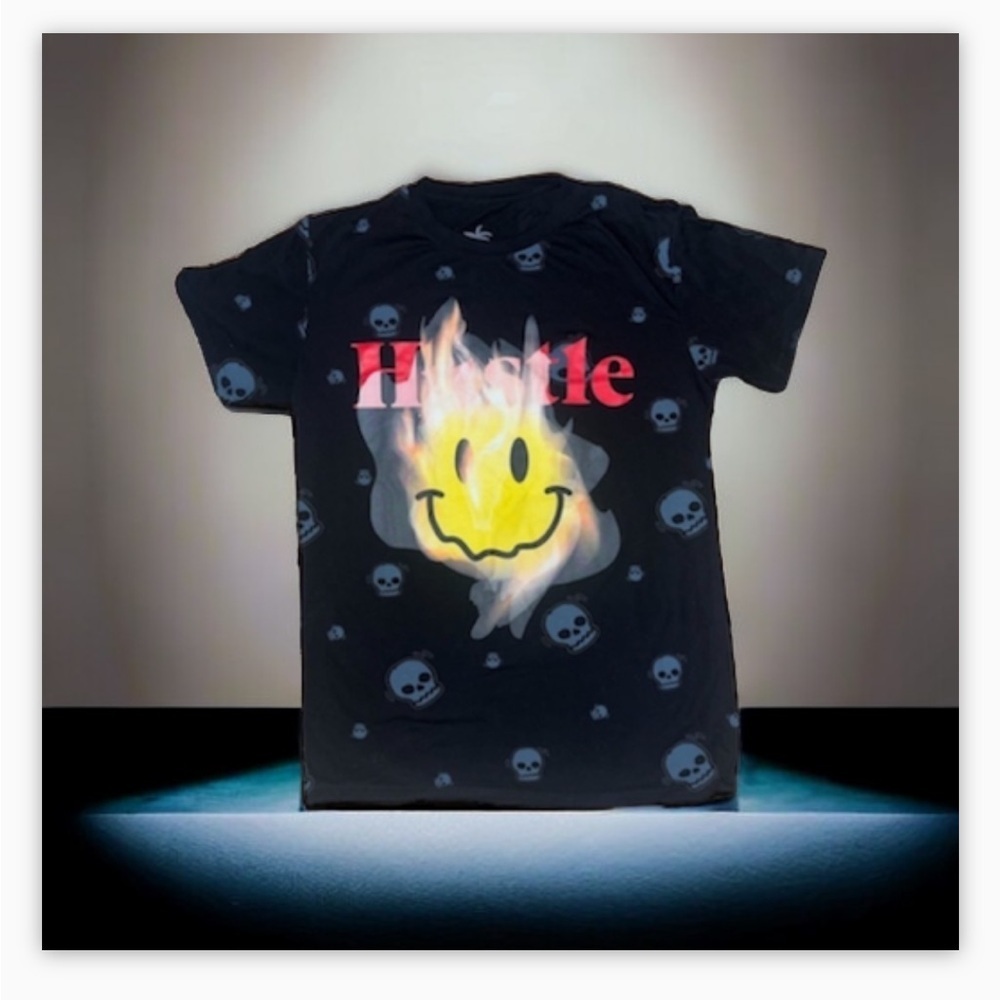 Vibes Brand Hustle Shirt -Emoji fire Graphic Tee🔥 NWOT Sz M - Picture 4 of 7